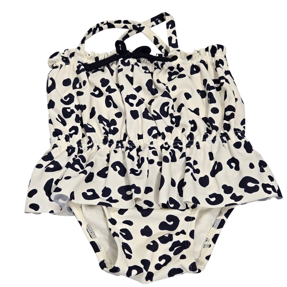 babyGap Leopard Print Swimsuit Baby Girls 6-12 Months Ruffle Peplum Beach